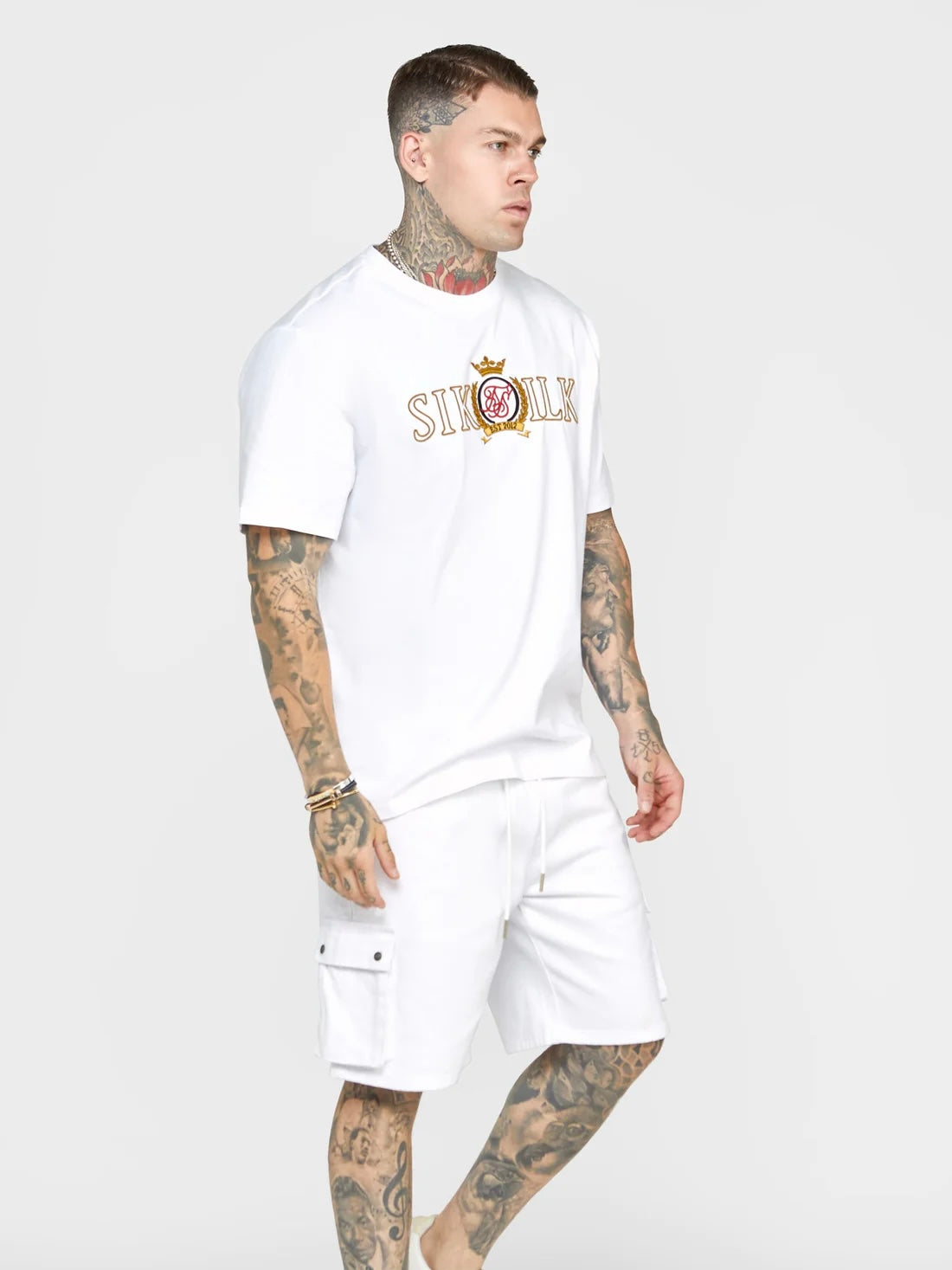Siksilk - T-shirt blanc écusson