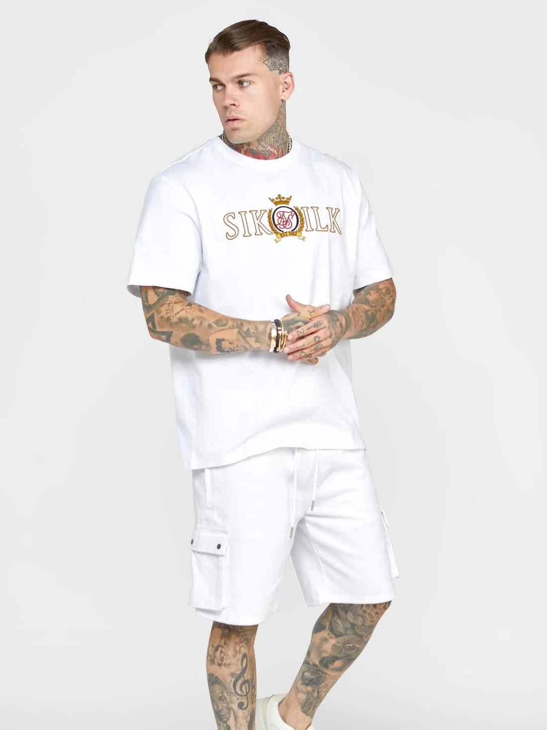 Siksilk - T-shirt blanc écusson