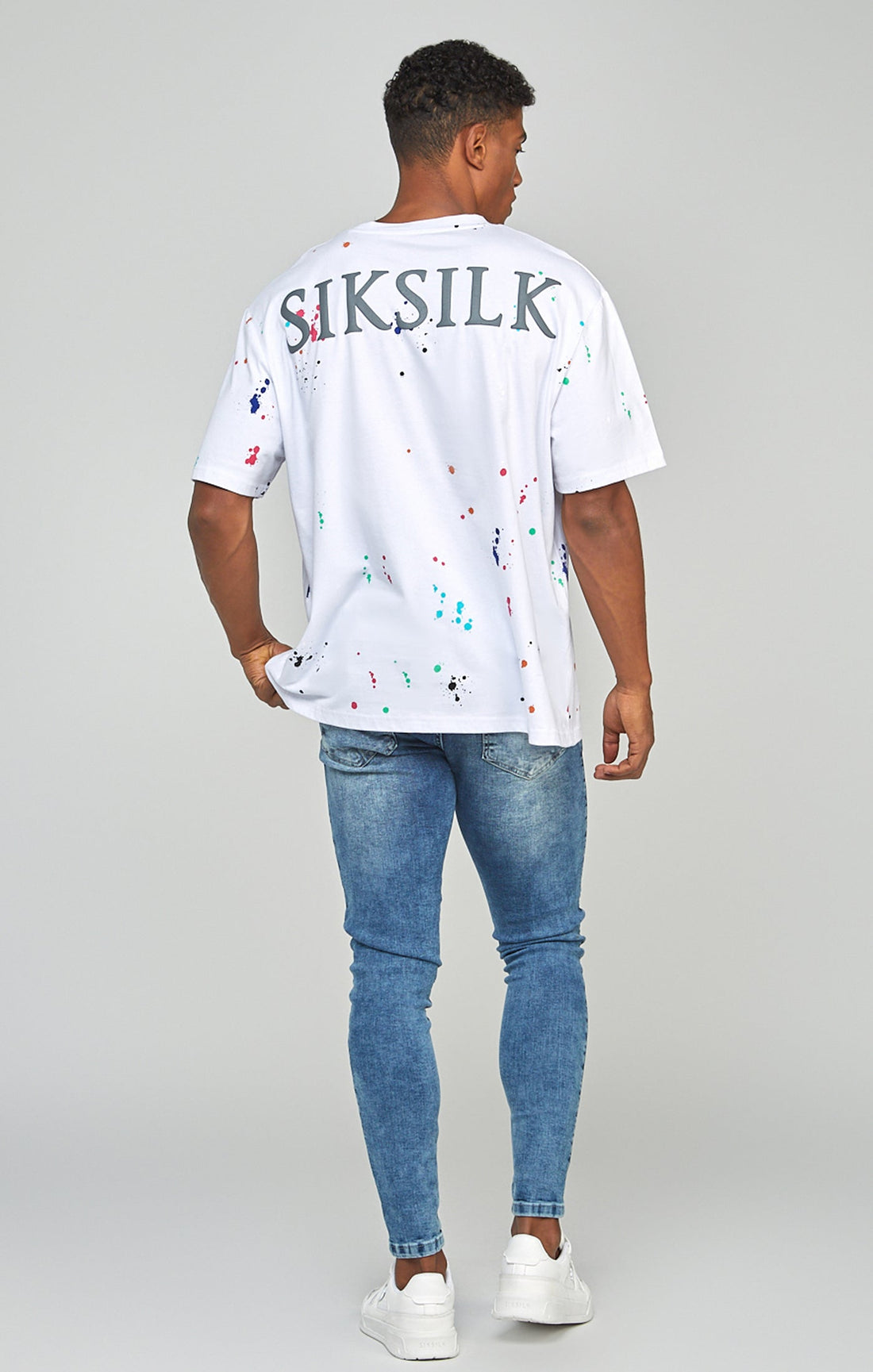 Siksilk - White Paint Splatter Oversized T-Shirt - Stayin