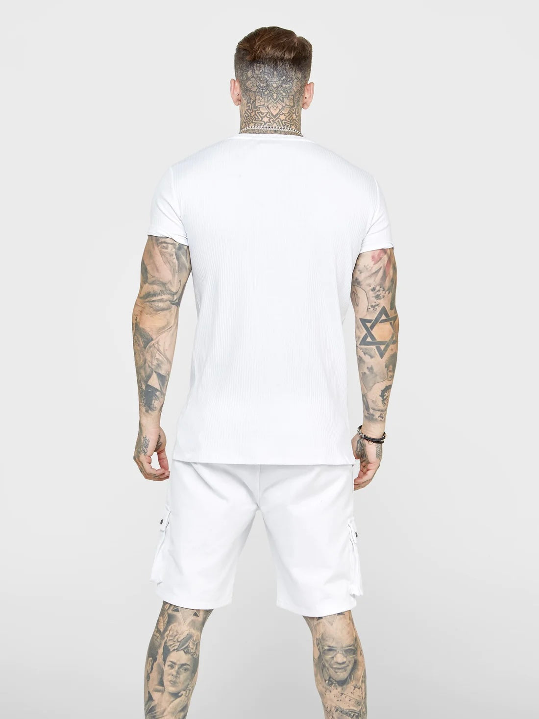 Siksilk - T-shirt maille côtelée blanc