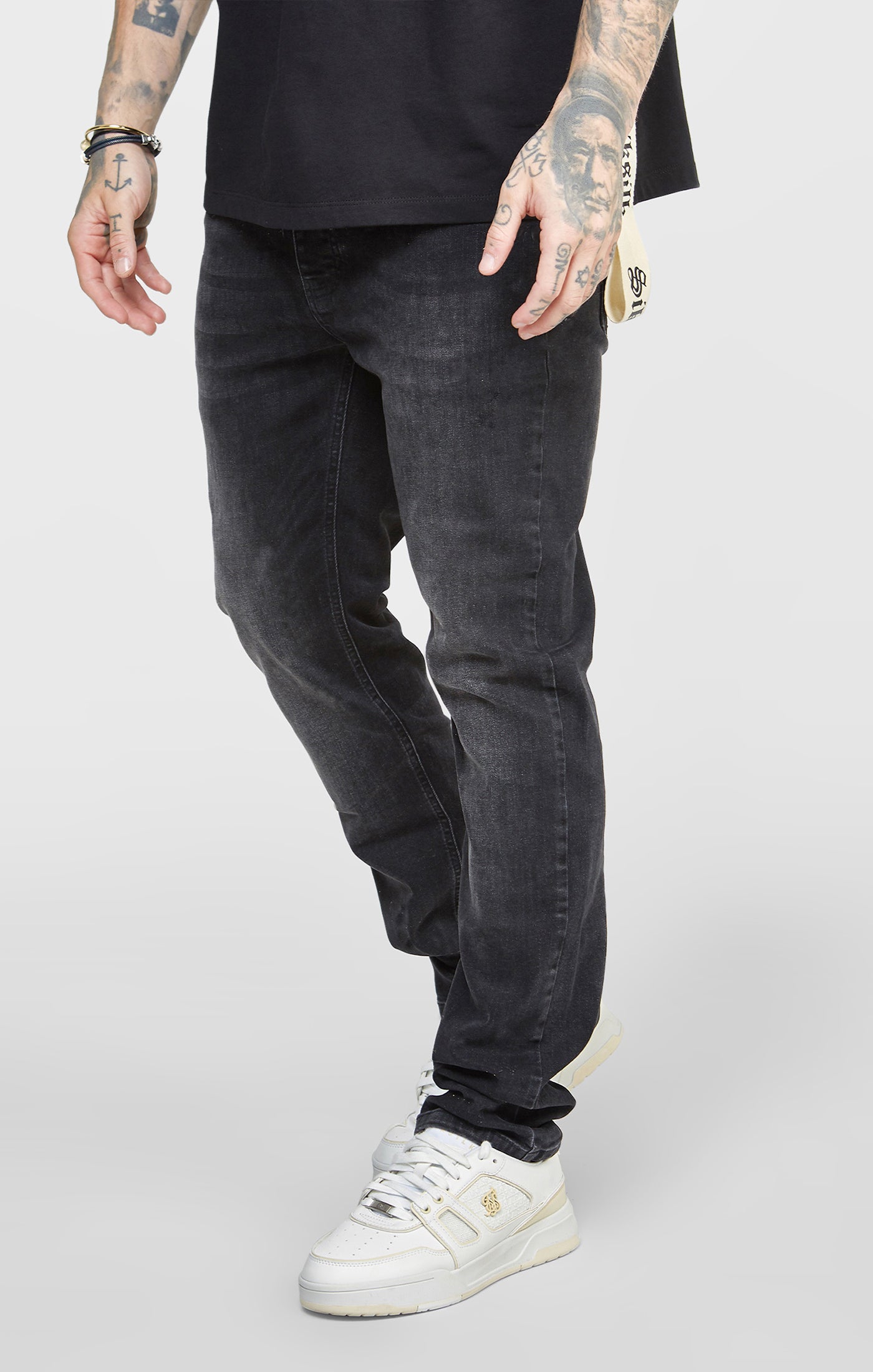 SikSilk - Washed Black Slim Fit Denims - Stayin