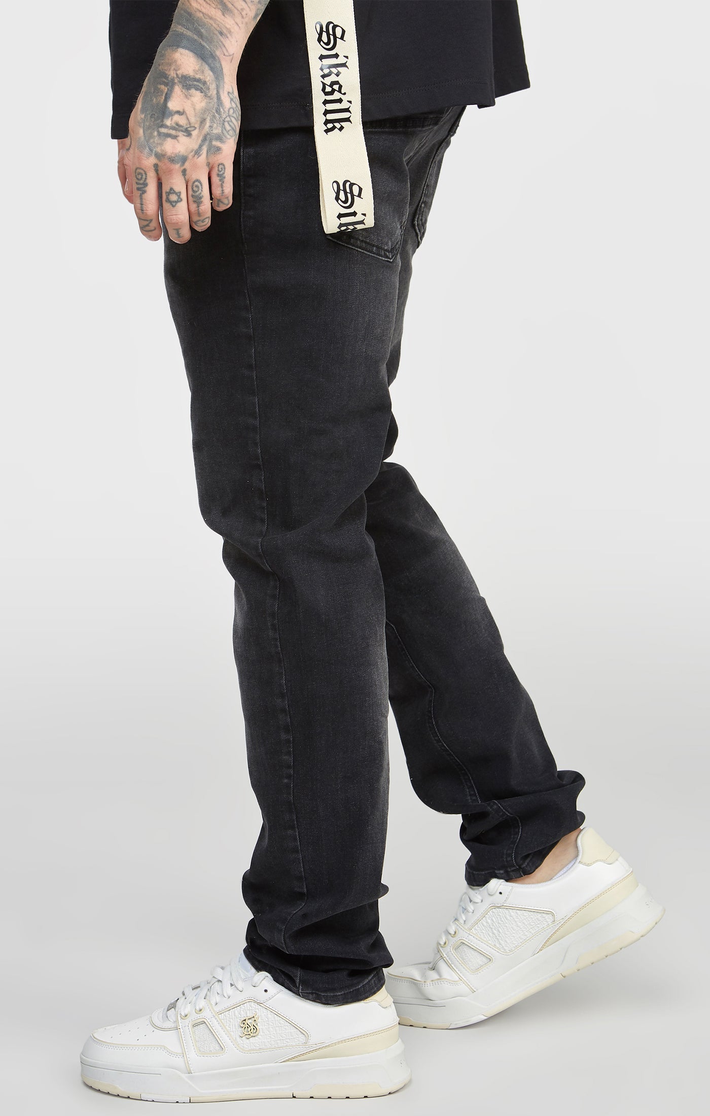 SikSilk - Washed Black Slim Fit Denims - Stayin