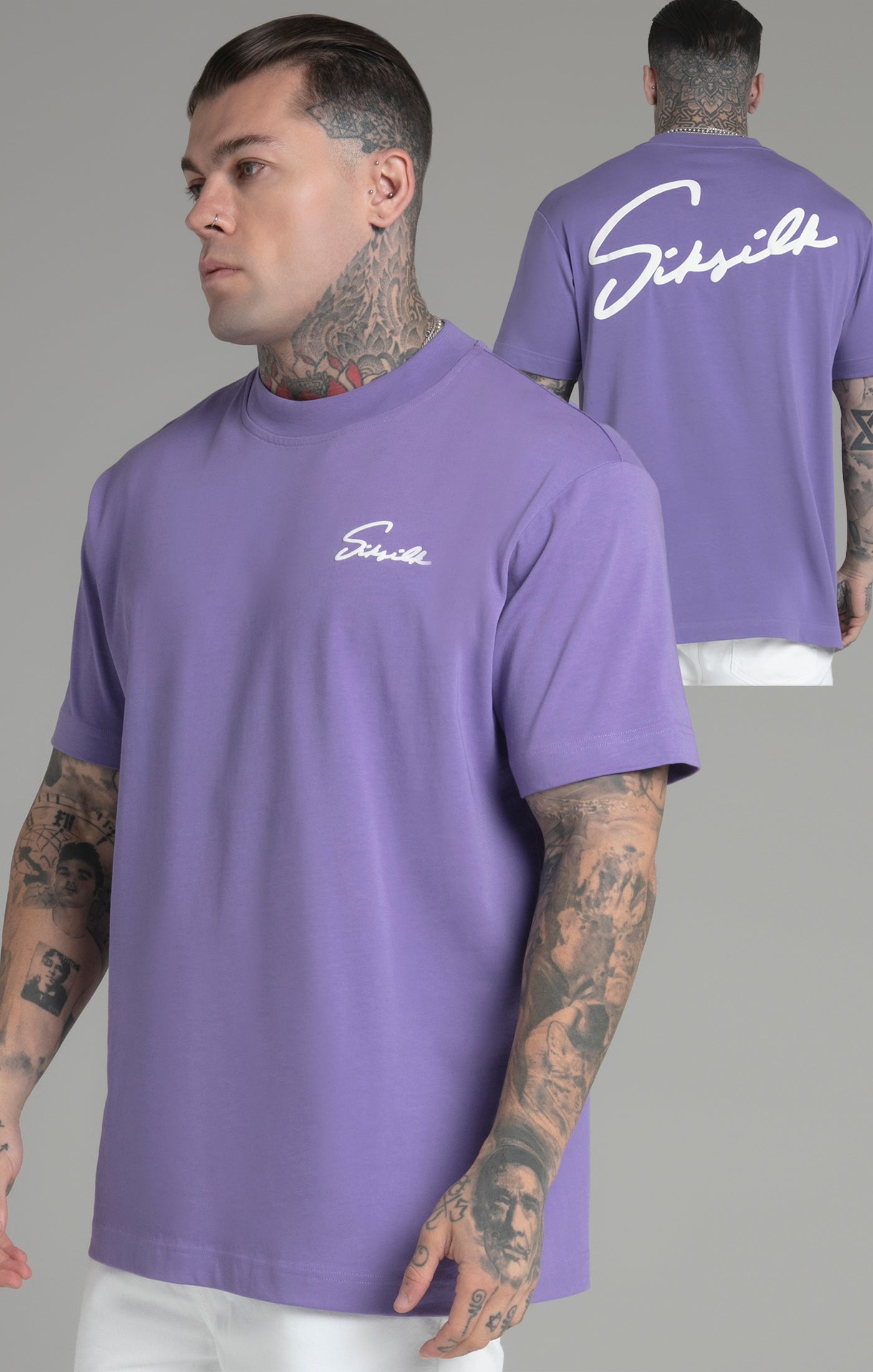 Siksilk - Script T-Shirt Purple
