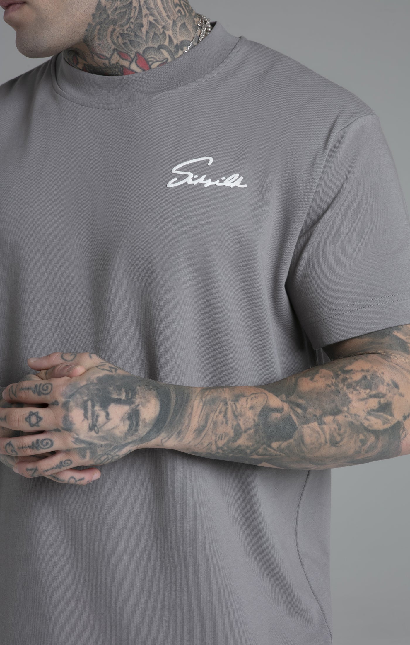 Siksilk - Script T-Shirt Grey