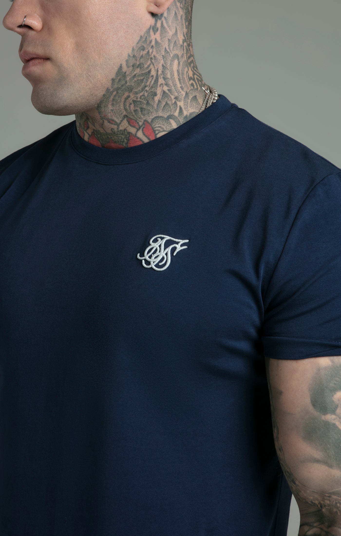 SikSilk - Muscle Fit T-Shirt Navy