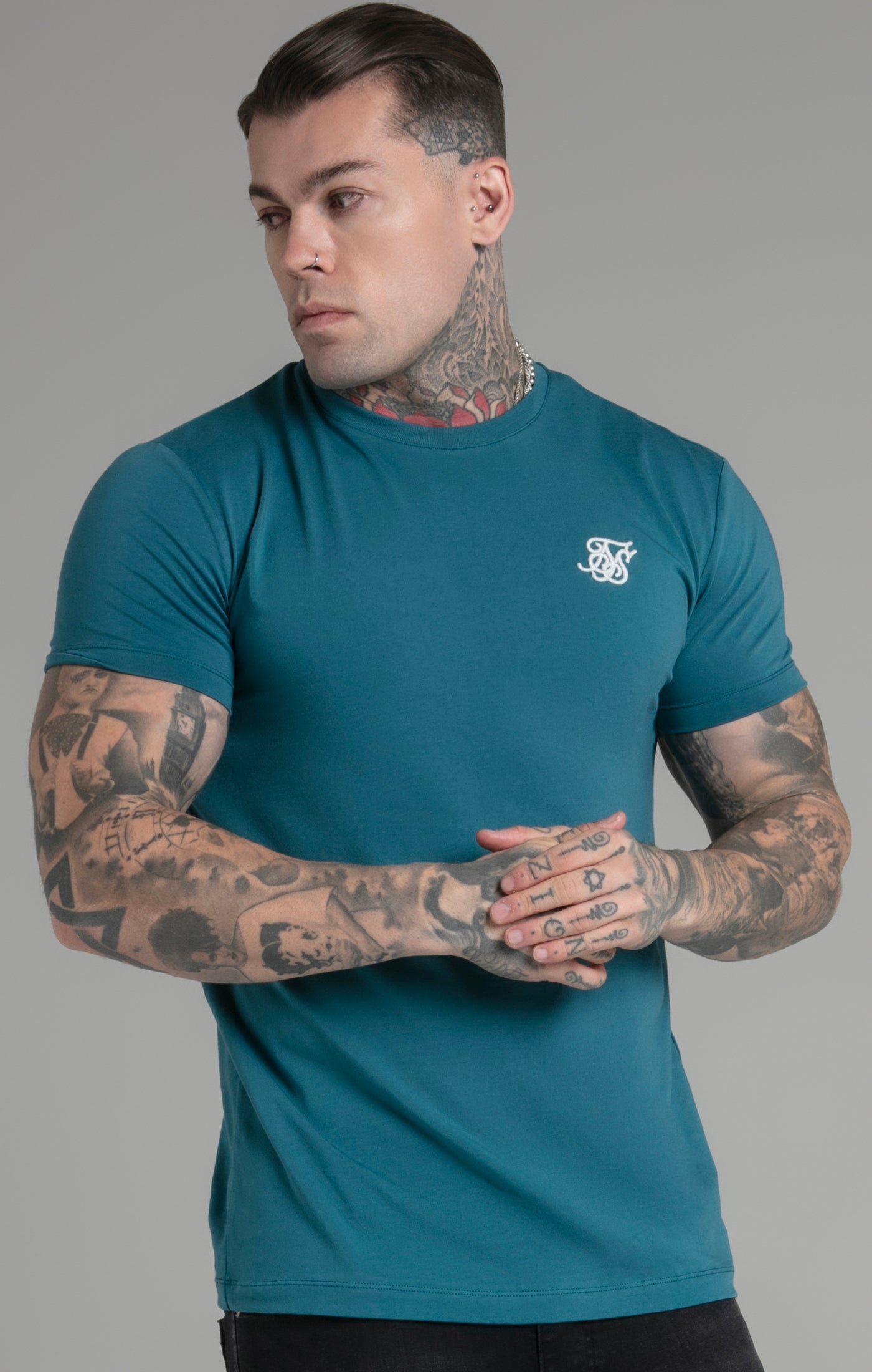 SikSilk - Muscle Fit T-Shirt Teal