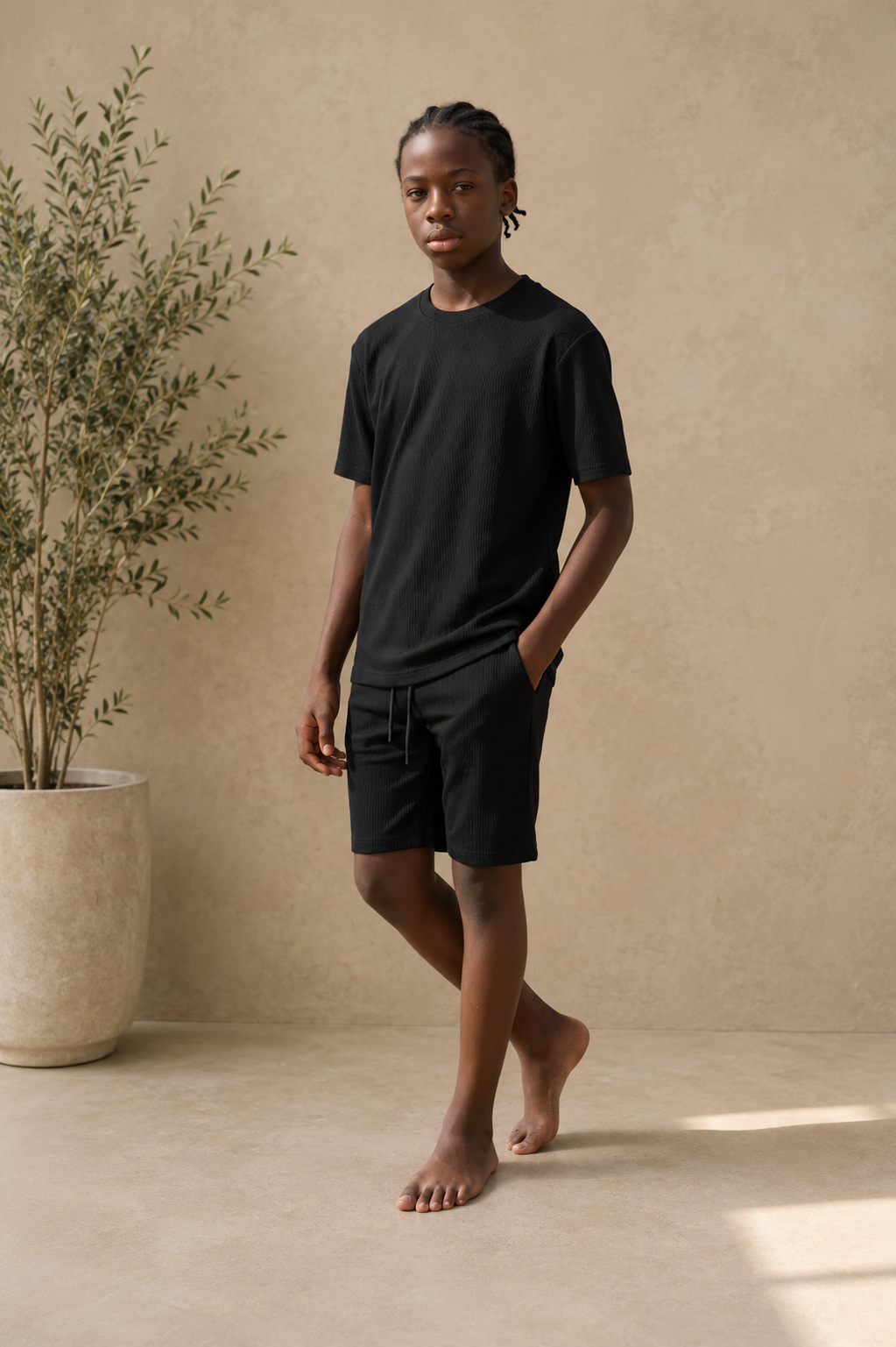 Ensemble enfant short et t-shirt noir