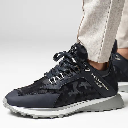 BENJAMIN BERNER - Baskets Alpha Runner Low Top Reflective Camouflage Navy