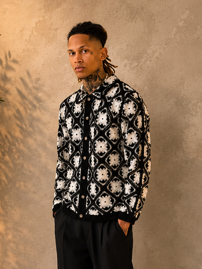 Surchemise motifs noir/blanc