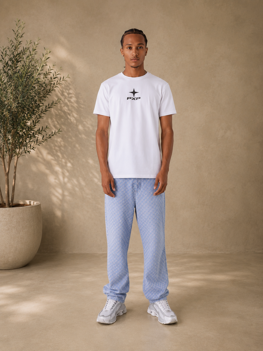 PXP - Pantalon Jean motif bleu ciel