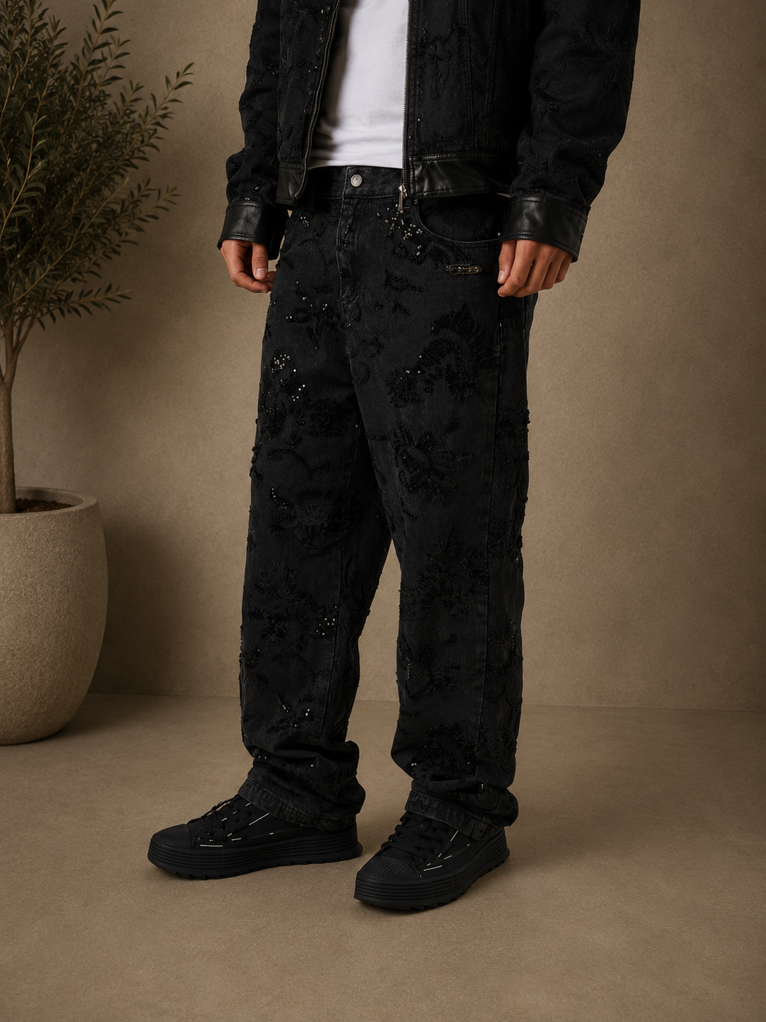 PXP - Jean bling gris diamants
