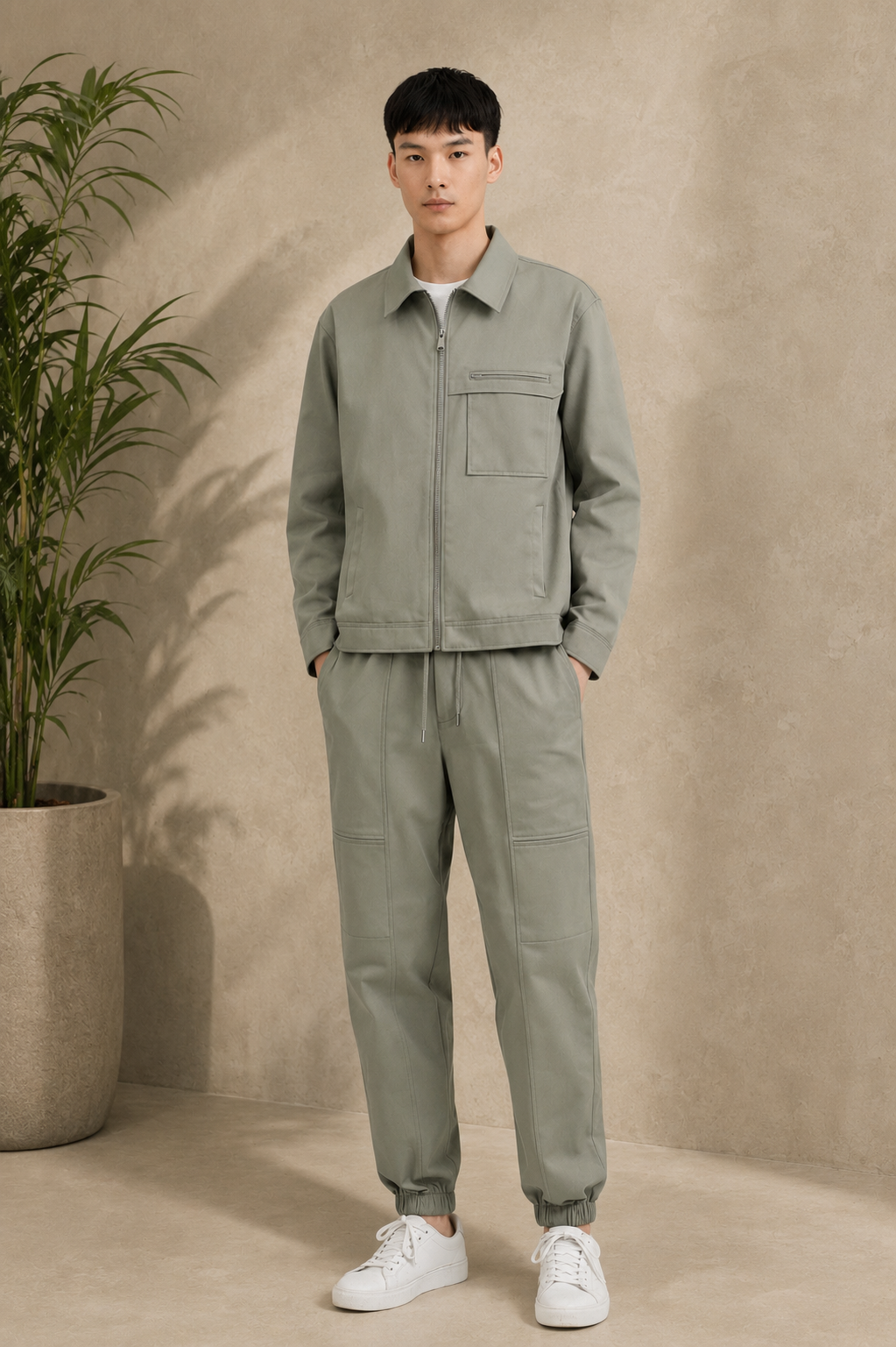 Ensemble zip imper kaki