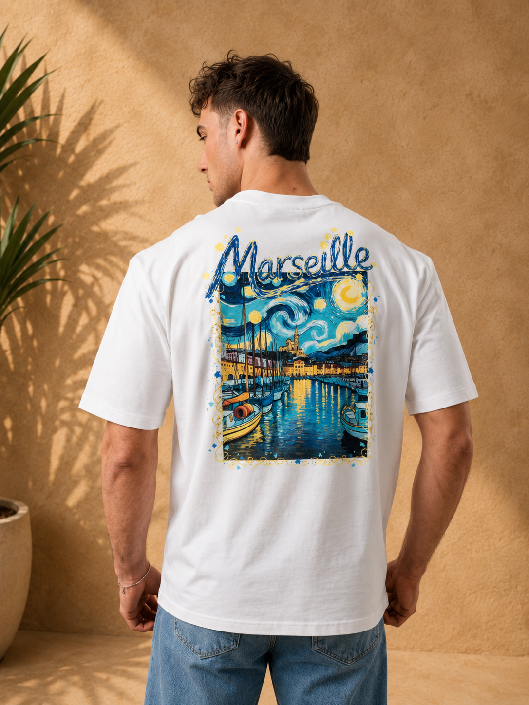 T-shirt tableau Marseille blanc