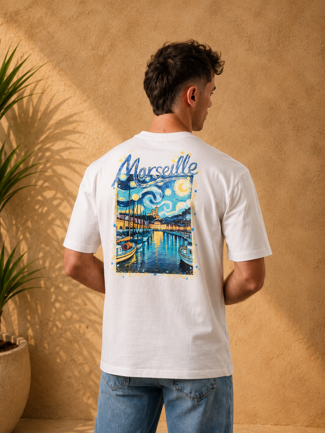 T-shirt tableau Marseille blanc