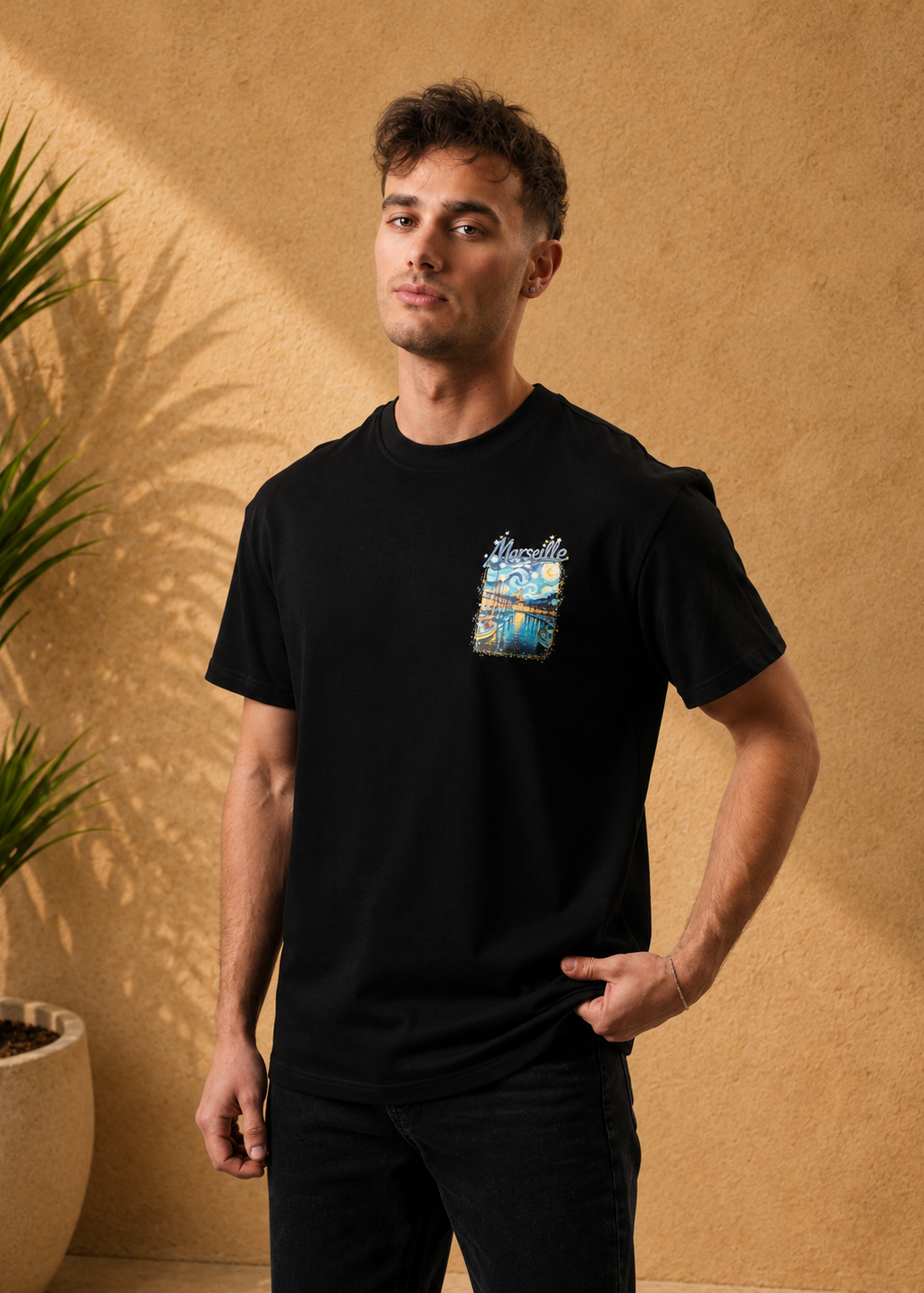 T-shirt noir Marseille noir