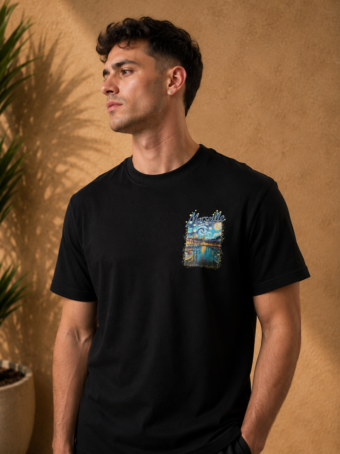 T-shirt noir Marseille noir