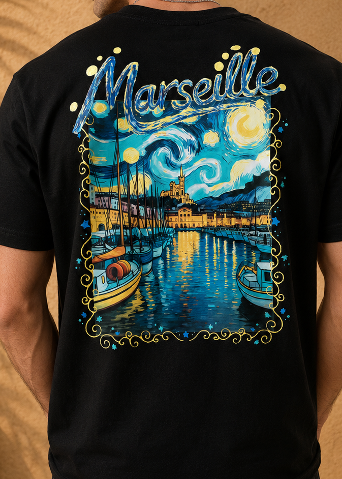 T-shirt noir Marseille noir