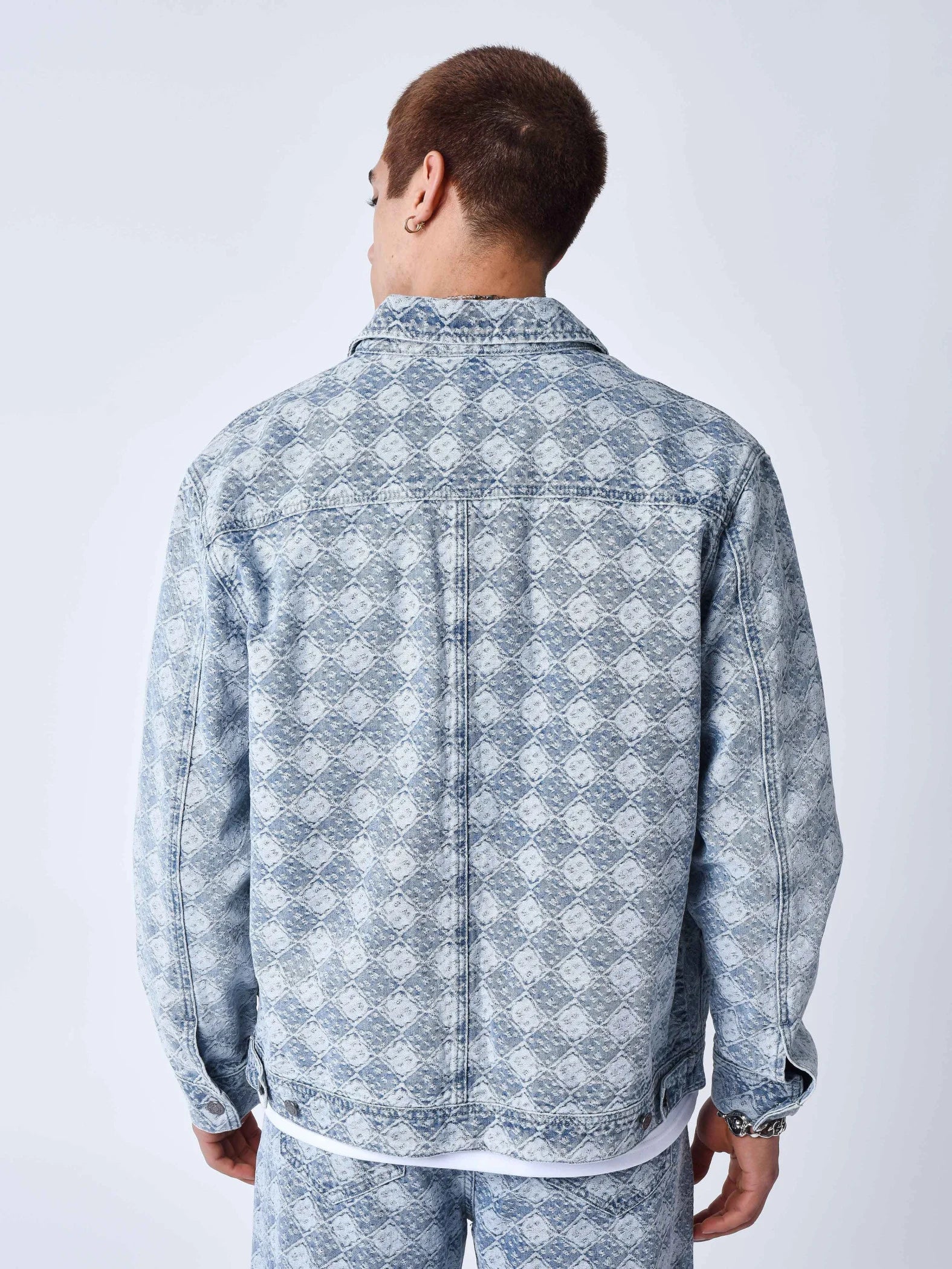 Veste Jean bleu motif géométrique