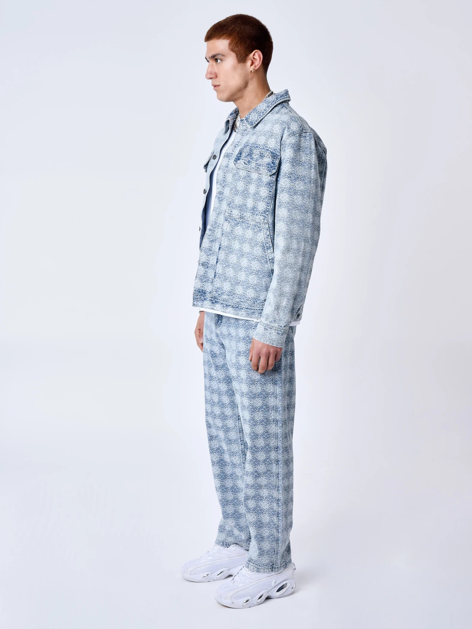 Veste Jean bleu motif géométrique