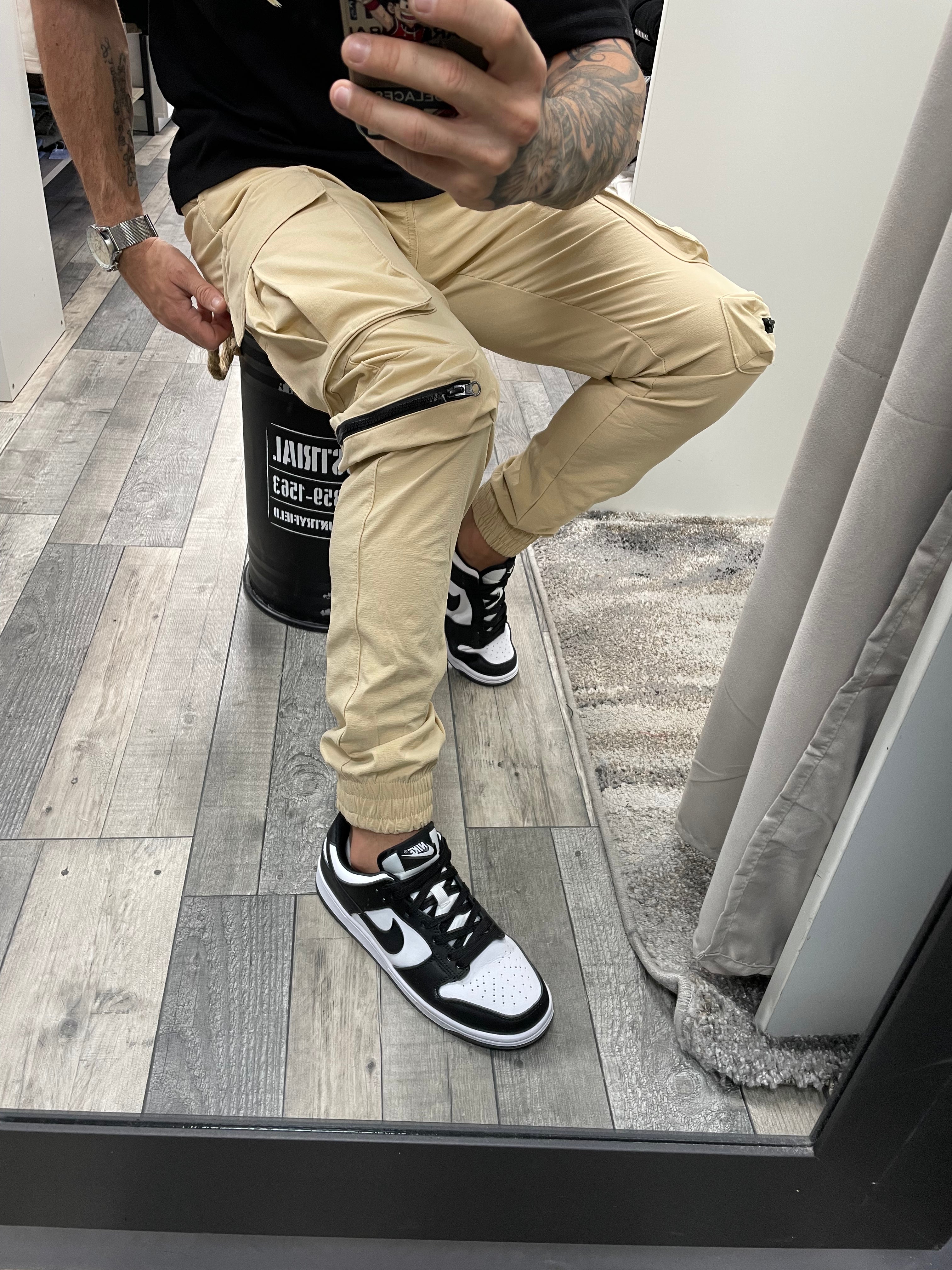 John H - Pantalon cargo poche Zip beige - Stayin