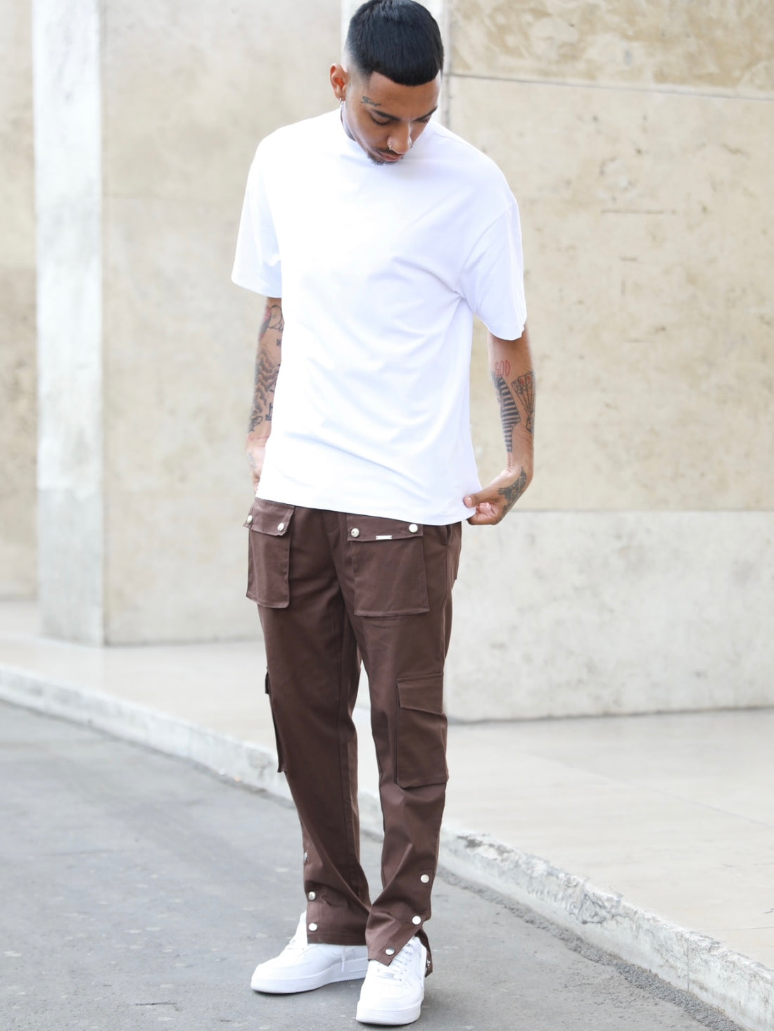 Pantalon Cargo Sydney 3 boutons Marron - Stayin