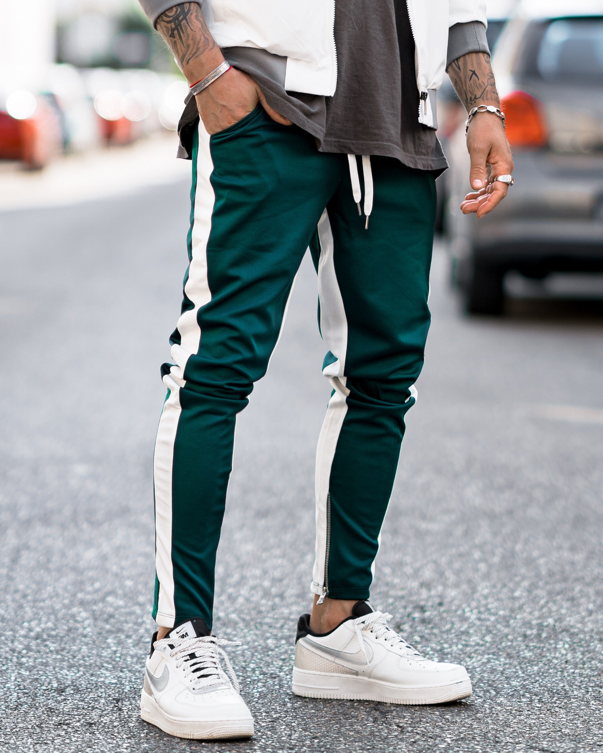Frilivin - Pantalon vert bande blanche - Stayin