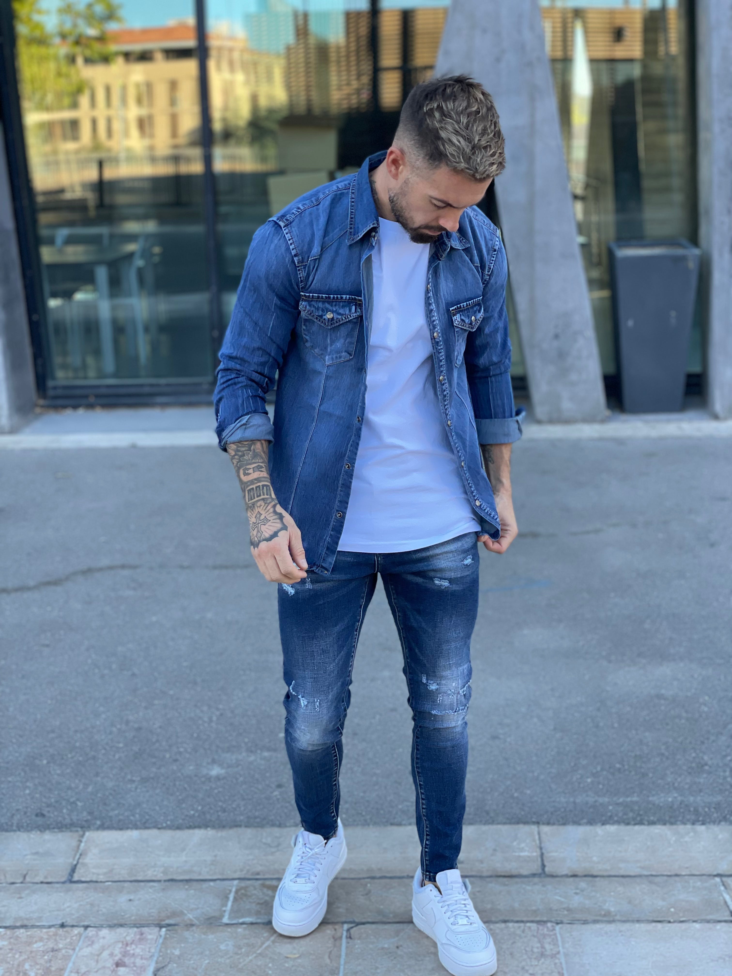 Frilivin - Chemise en jean bleu #CA-004 - Stayin