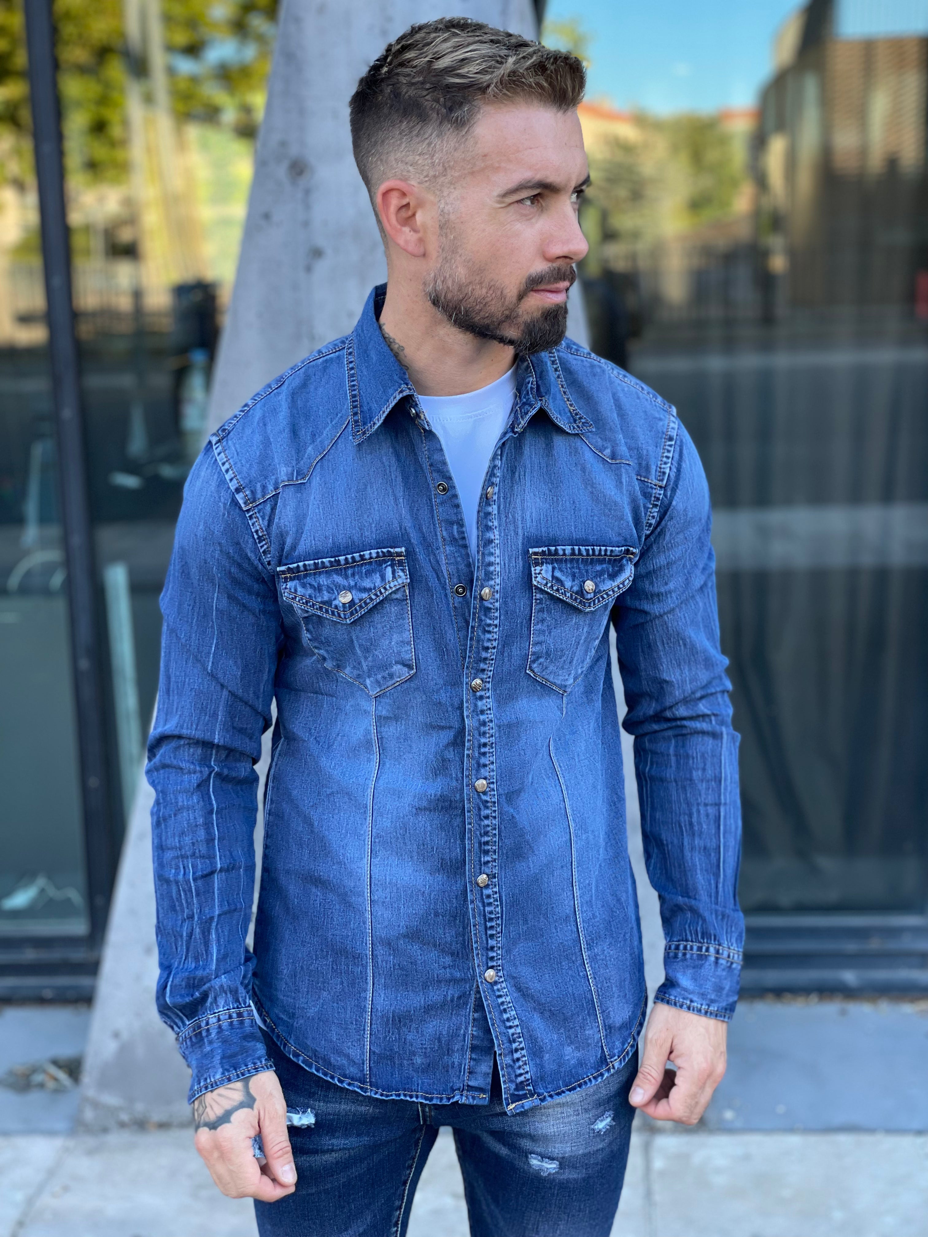 Frilivin - Chemise en jean bleu #CA-004 - Stayin