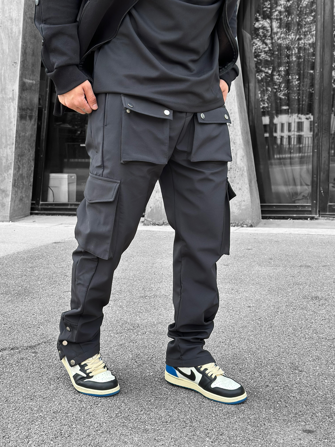 Pantalon Chino Homme Slim, Noir Training Coton Cargo Noir Long