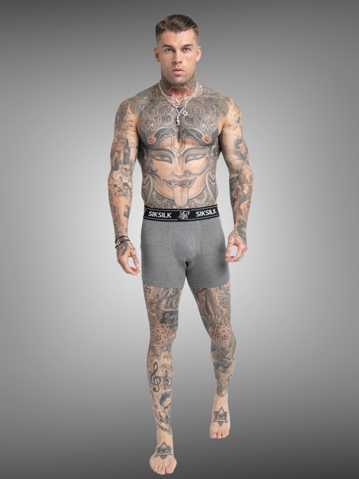 SikSilk - Grey Pack Of 3 Boxers - Stayin