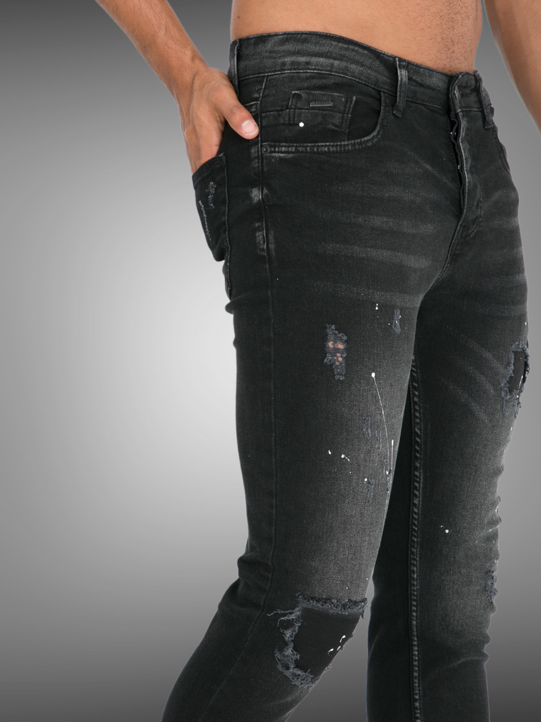 IKAO - Jean slim noir peinture - Stayin