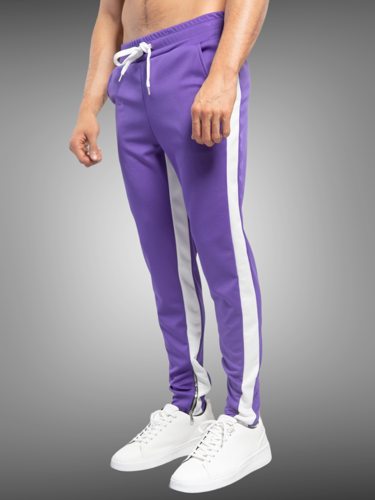 Frilivin - Pantalon violet bande blanche - Stayin