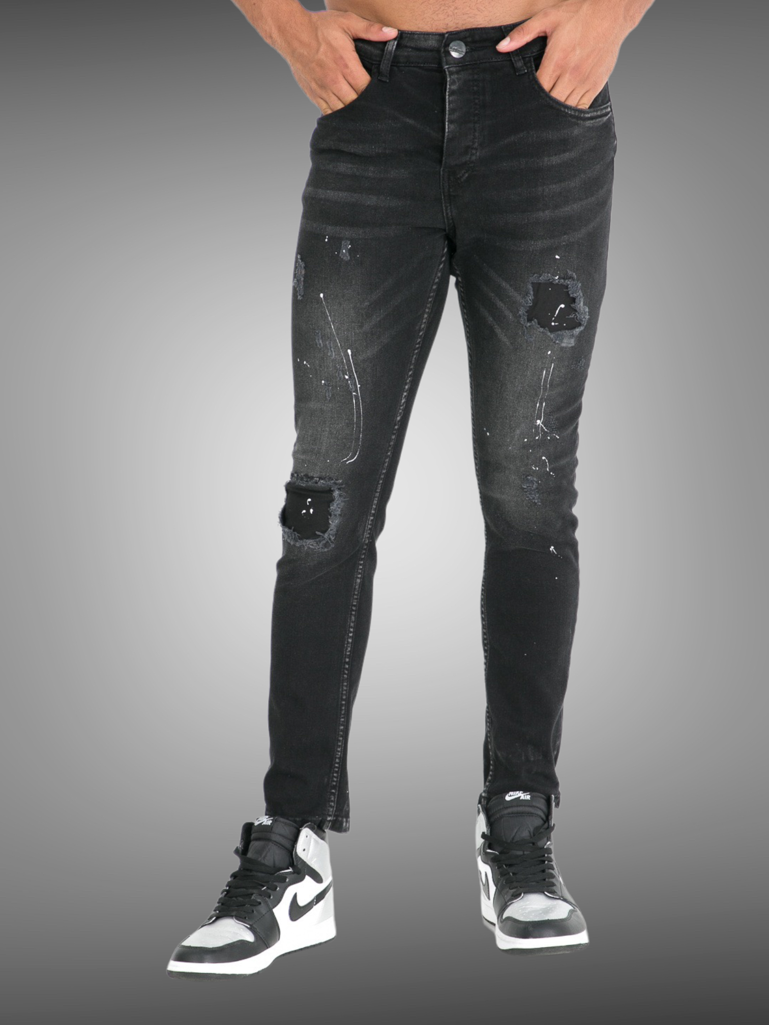 IKAO - Jean slim noir peinture - Stayin