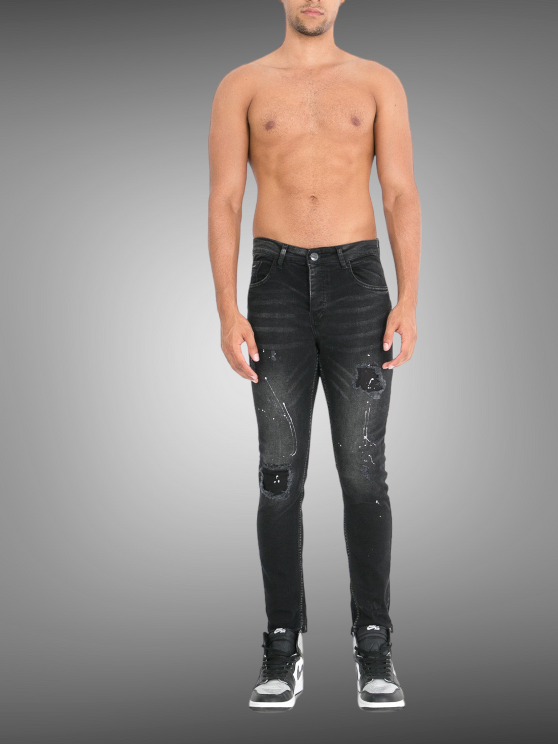 IKAO - Jean slim noir peinture - Stayin