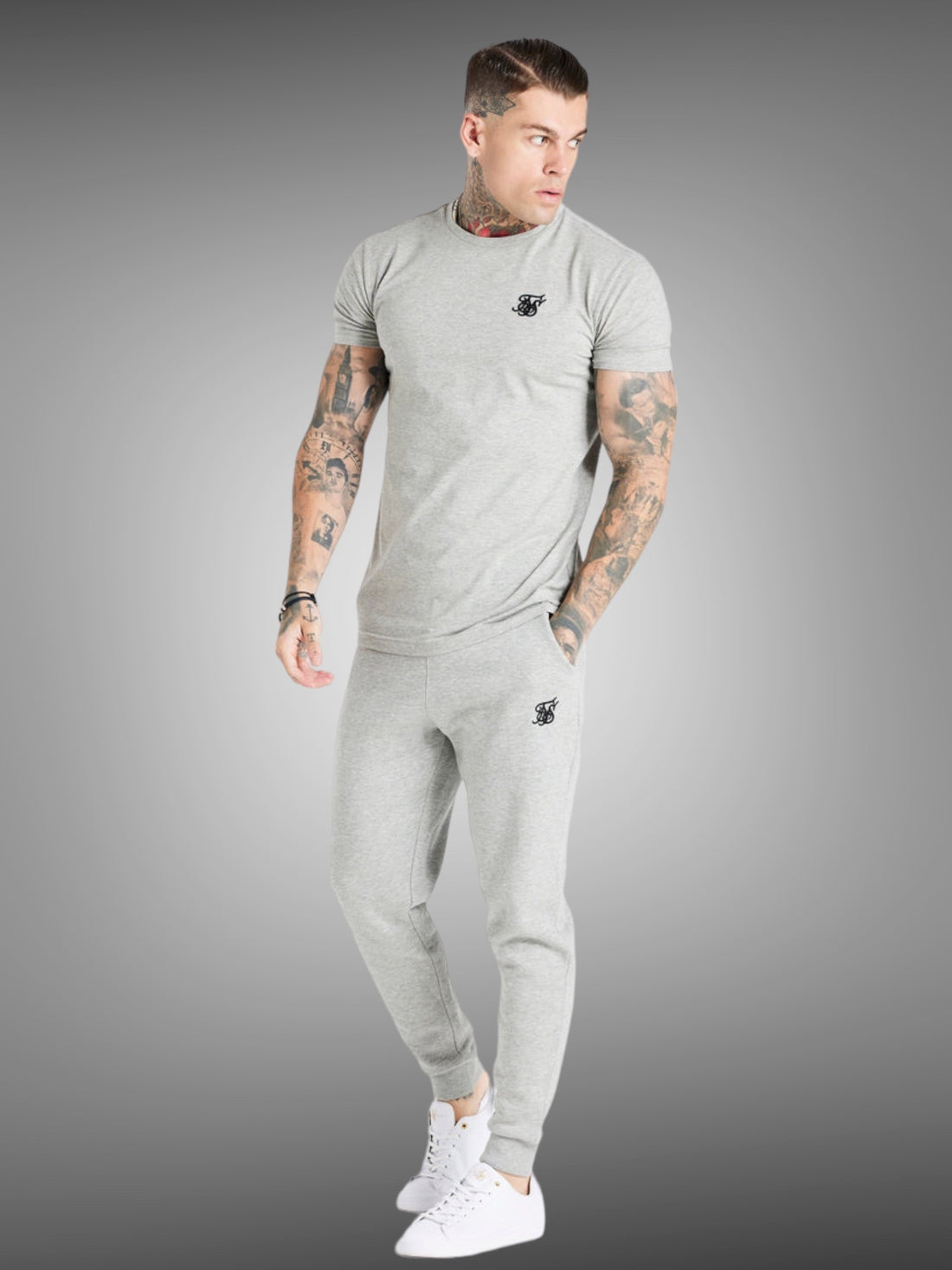 Siksilk - Grey Marl Essential Muscle Fit T-Shirt - Stayin