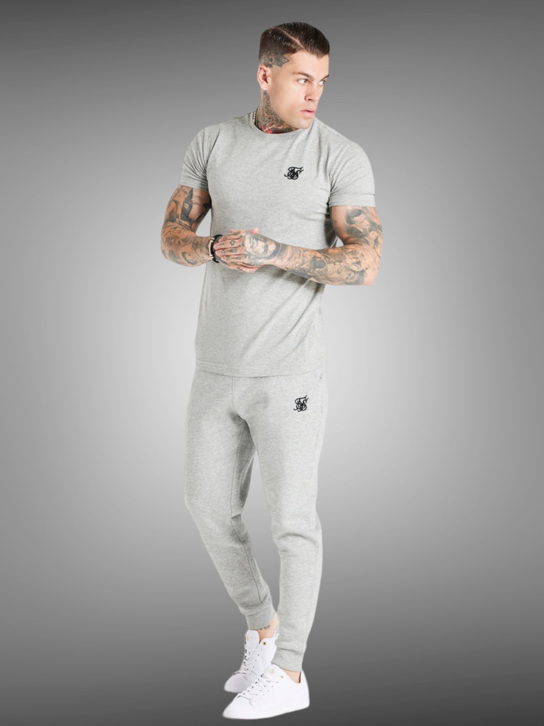 Siksilk - Grey Marl Essential Muscle Fit T-Shirt - Stayin