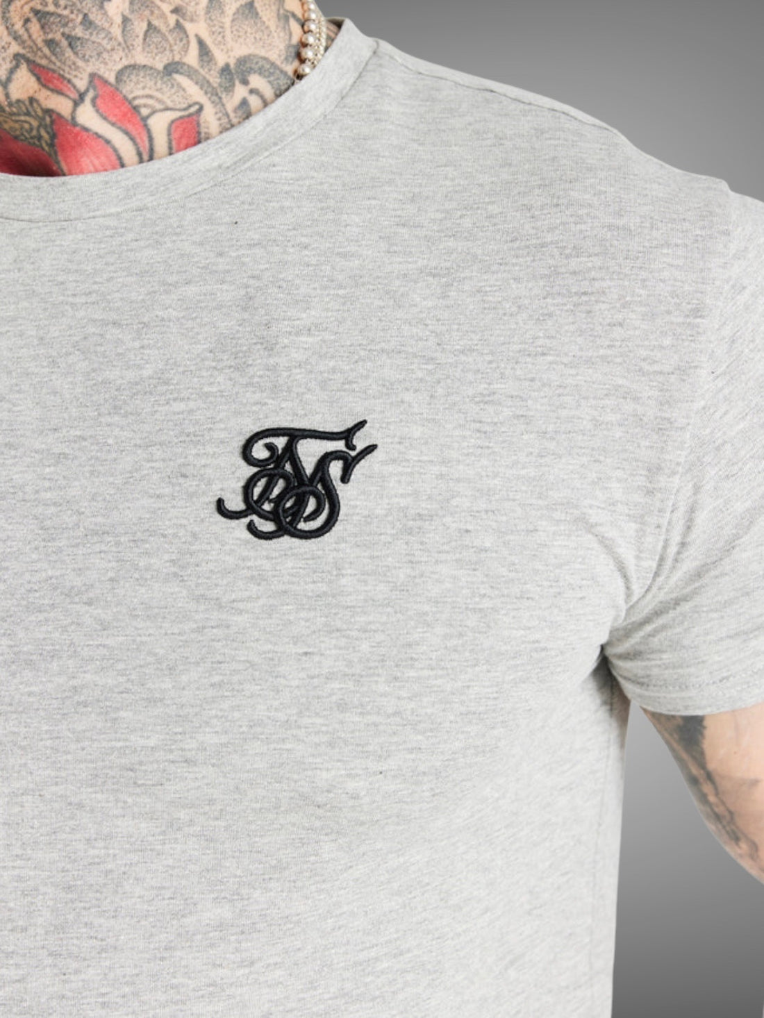 Siksilk - Grey Marl Essential Muscle Fit T-Shirt - Stayin