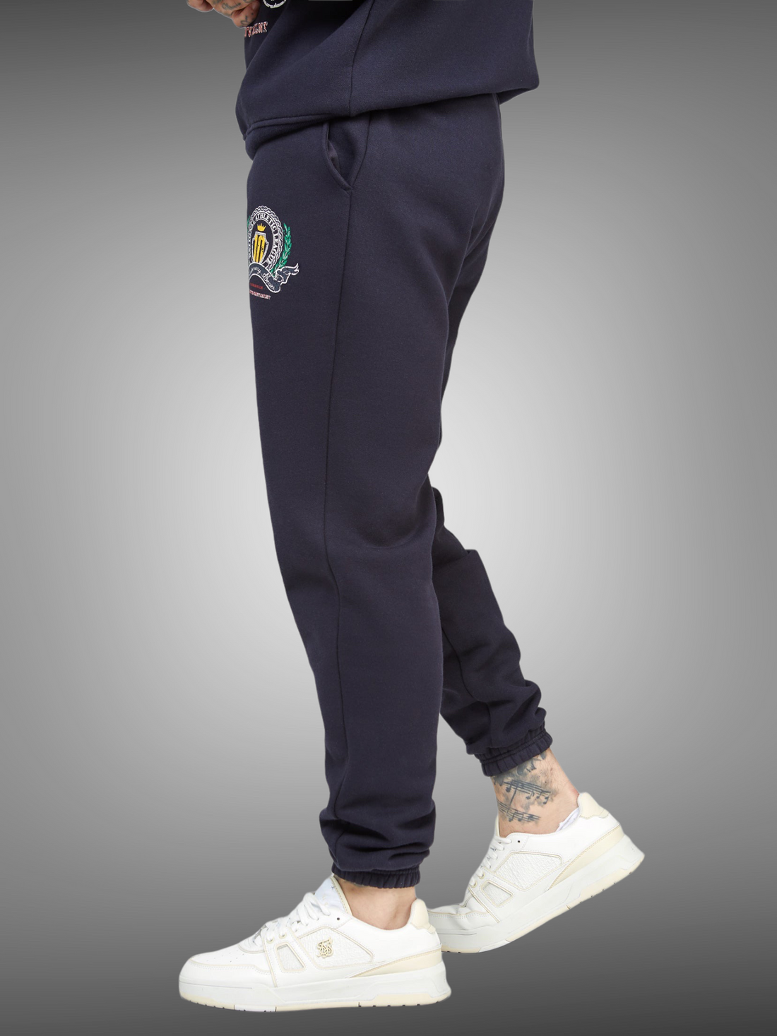 SikSilk Navy Varsity Anniversary Print Relaxed Fit Jogger - Stayin