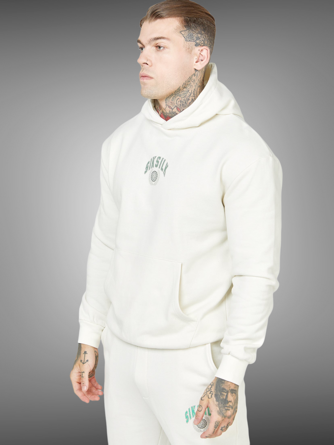 SikSilk Ecru Varsity Hoodie - Stayin