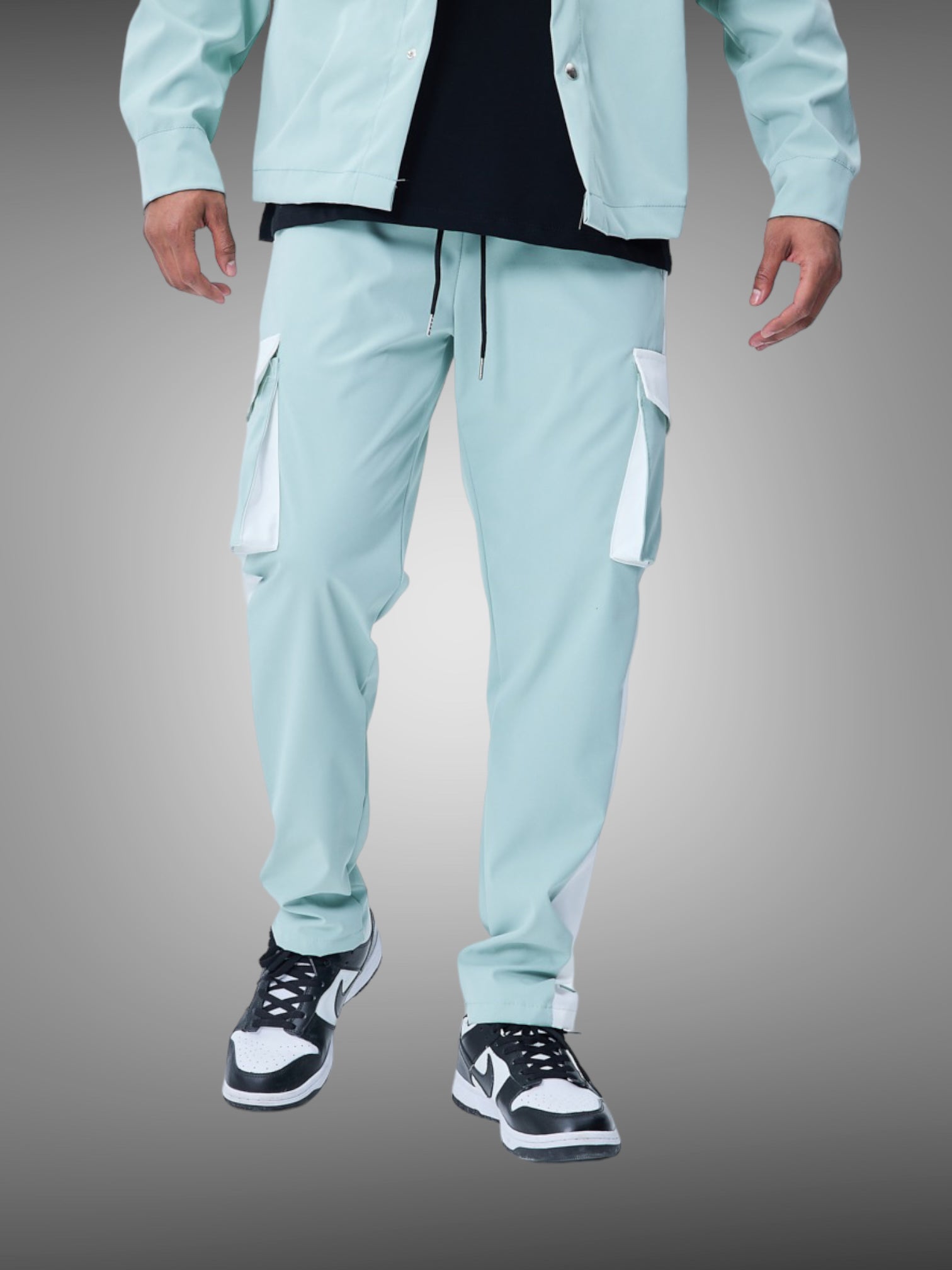 Pantalon Cargo Lounge bicolore mint / blanc - Stayin