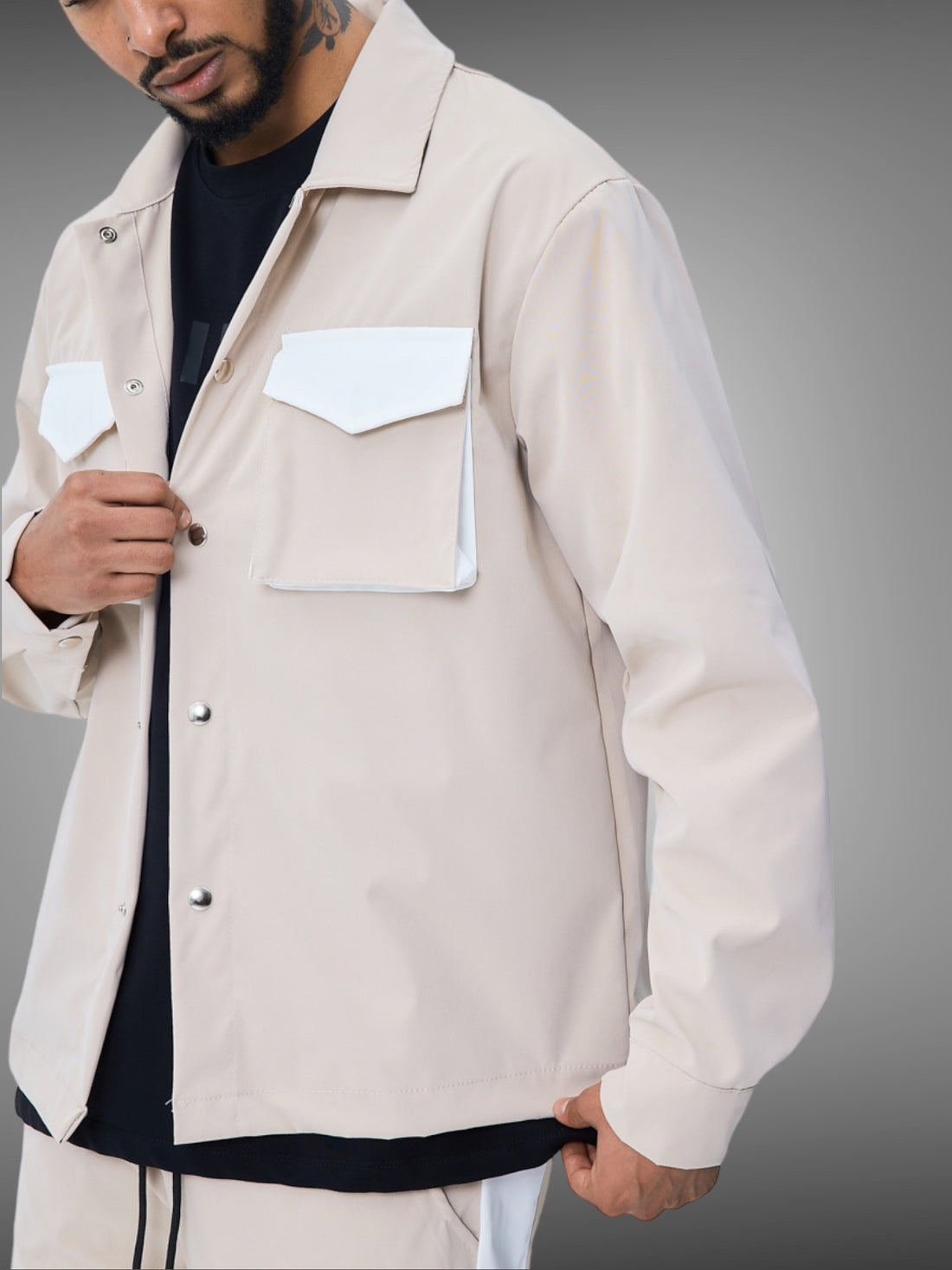 Veste cargo bicolore beige / blanc - Stayin