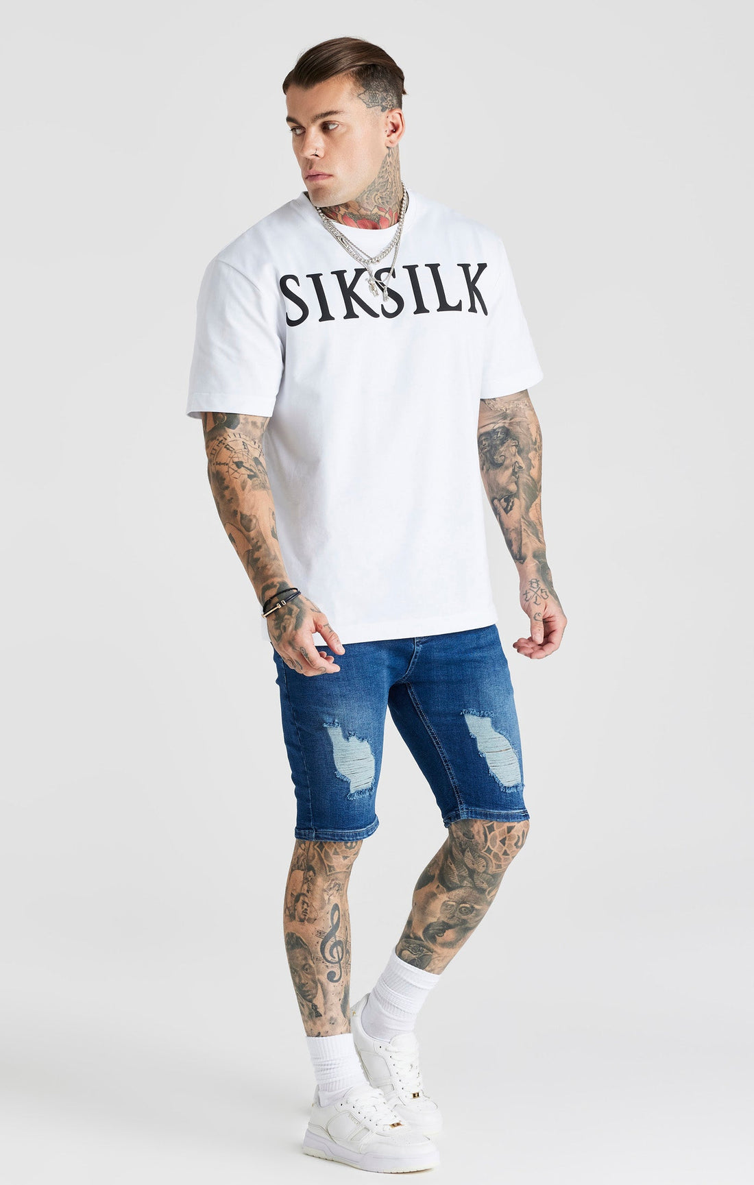 SikSilk - Blue Distressed Denim Short - Stayin
