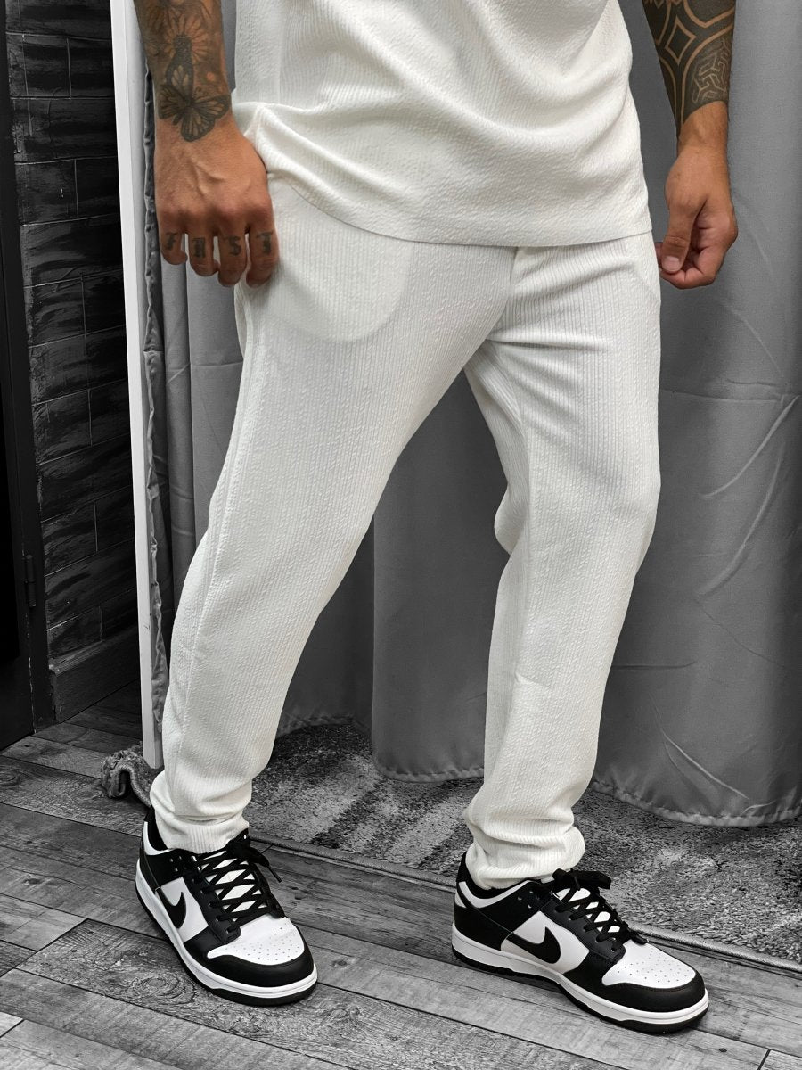 Frilivin - Pantalon jogging noir à bande blanc slim homme