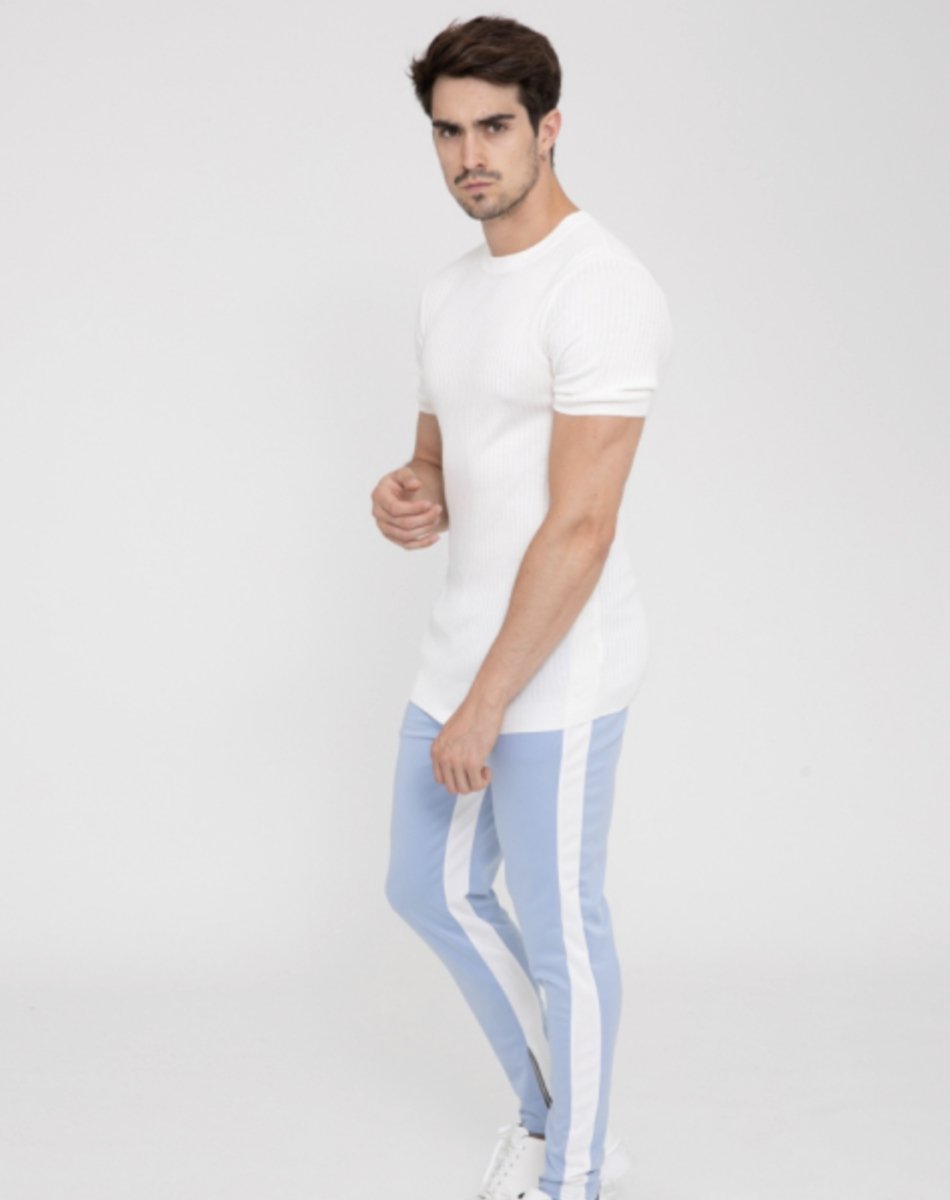 Frilivin - Pantalon bleu bande blanche #1565 - Stayin