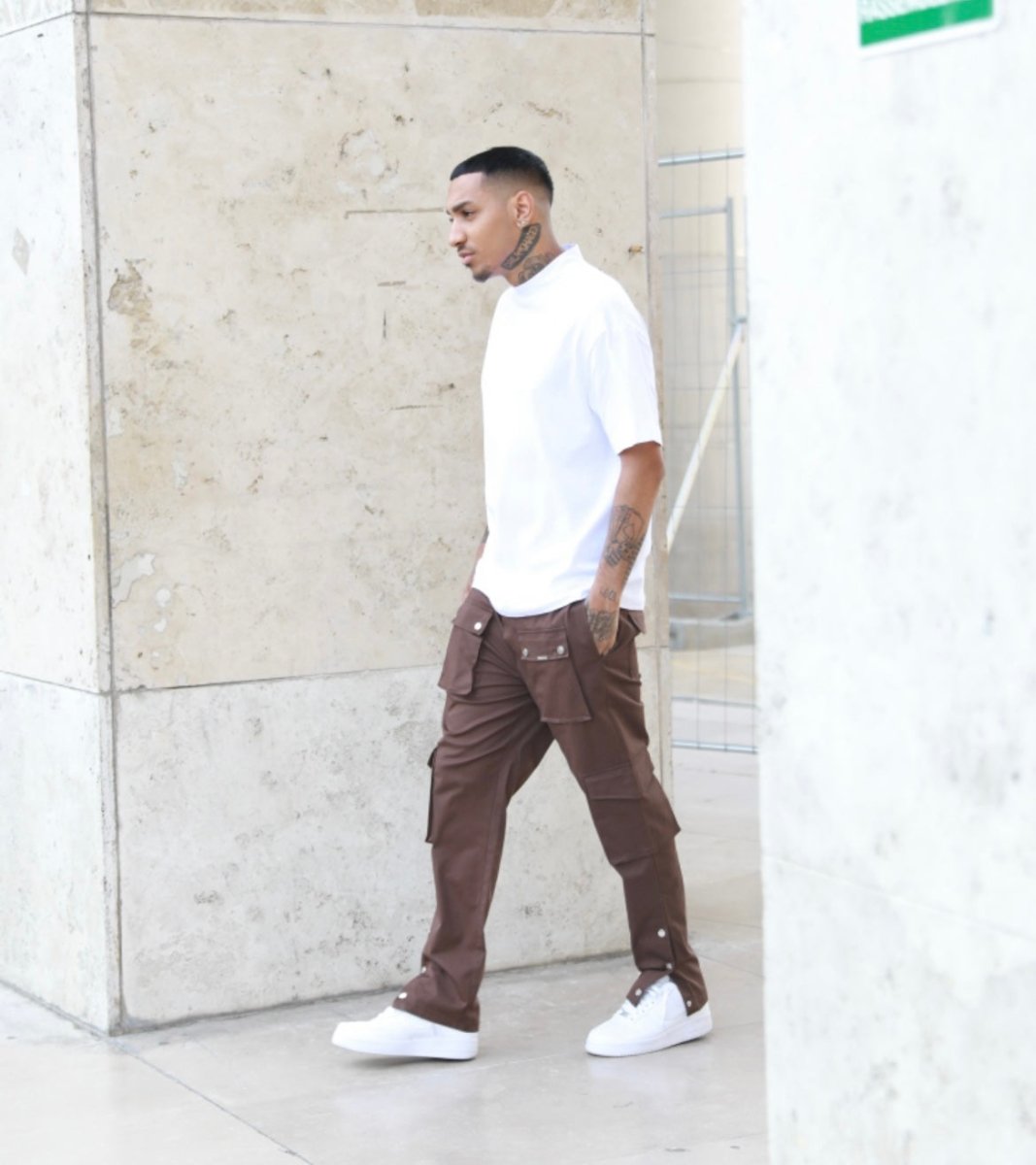 Frilivin - Pantalon Cargo 3 boutons Marron - Stayin