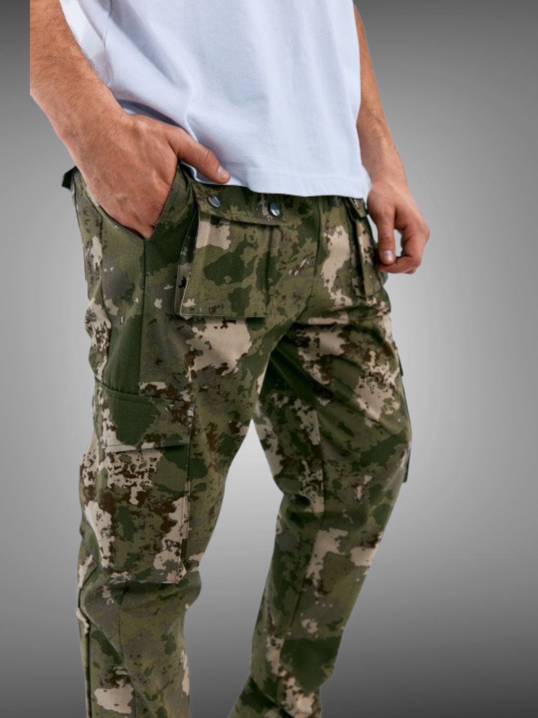 Pantalon Cargo 3 boutons Green Camo - Stayin