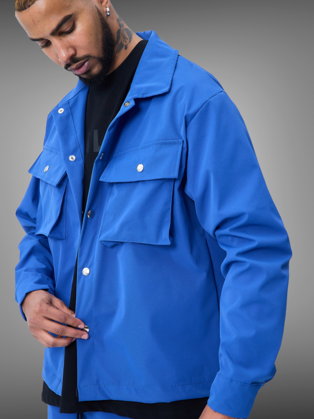 Veste cargo gris bleu roi - Stayin