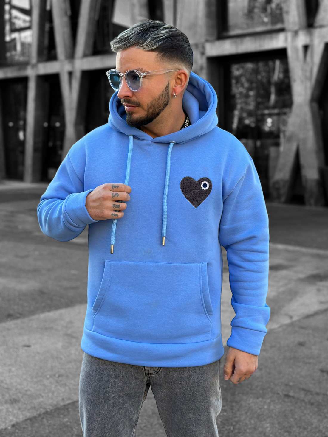 Sweat capuche Bleu Coeur - Stayin