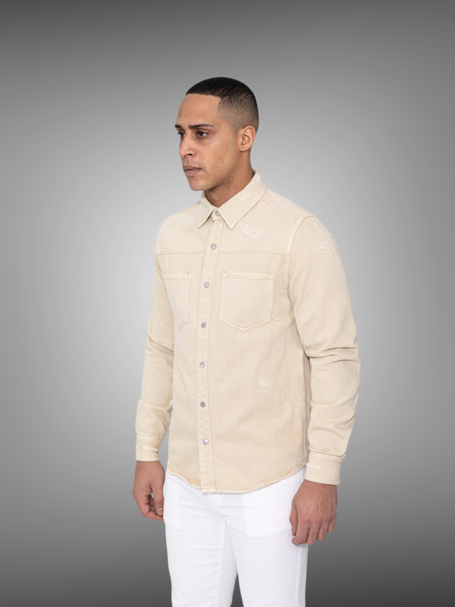 Frilivin - Veste Surchemise en jean beige VJ238 - Stayin