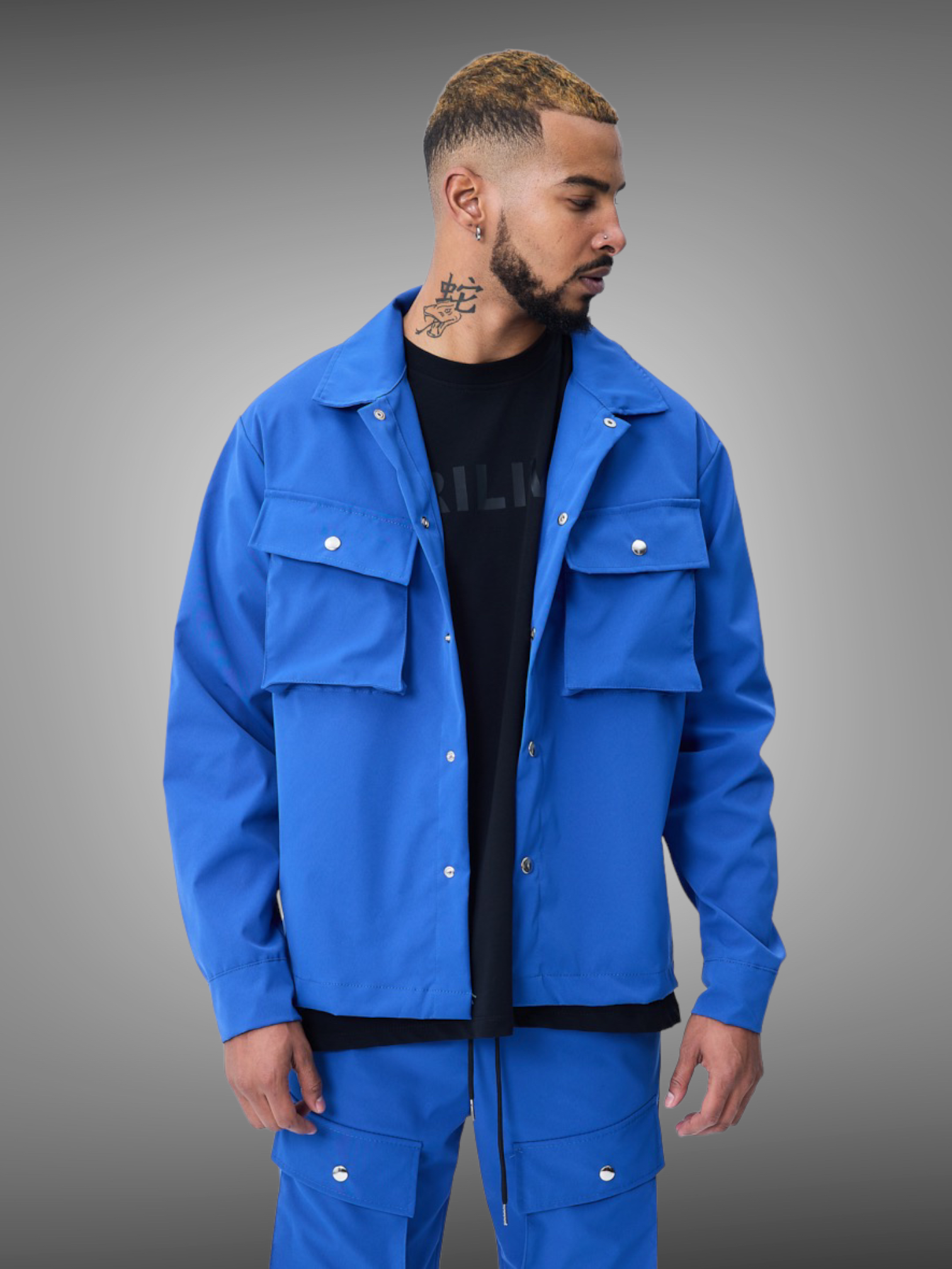 Veste cargo gris bleu roi - Stayin